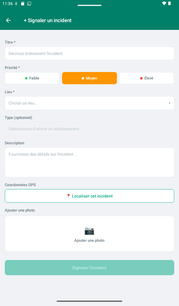 Formulaire de signalement d'incident