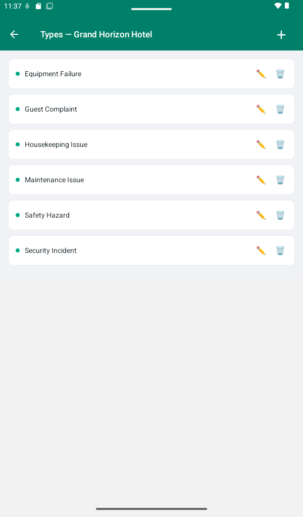 Gestion des types d'incidents