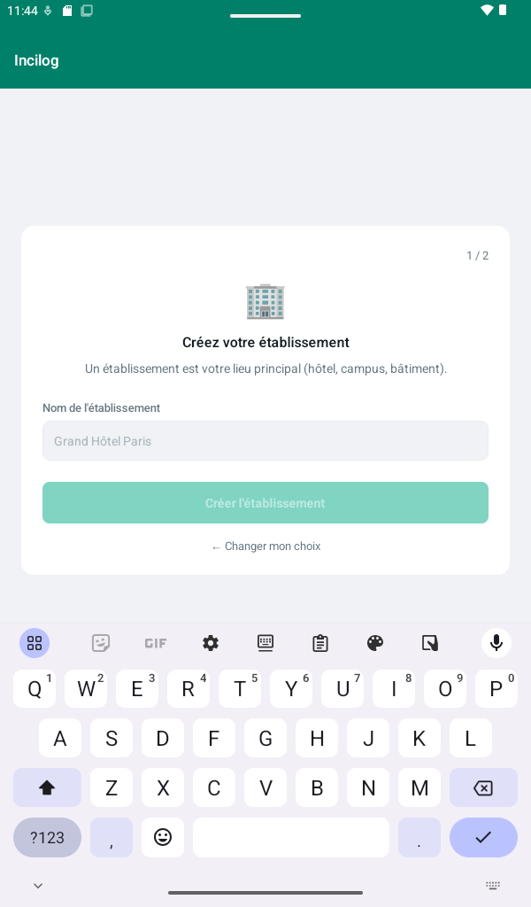Création de l'établissement