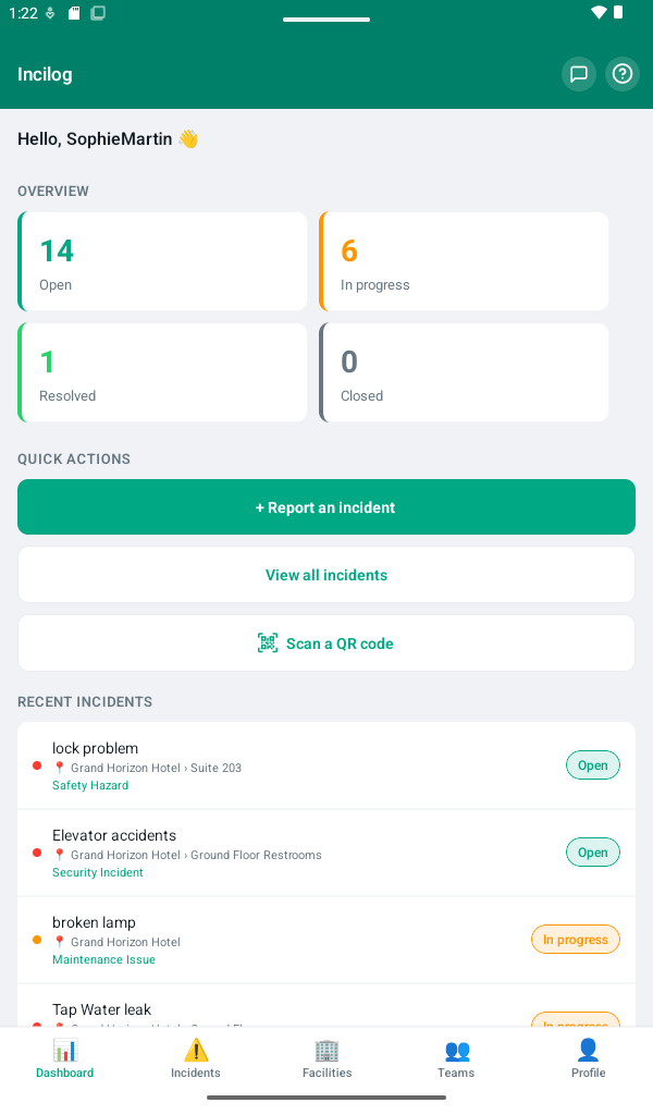 Member dashboard