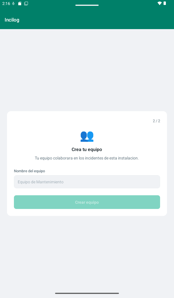 Creación del equipo
