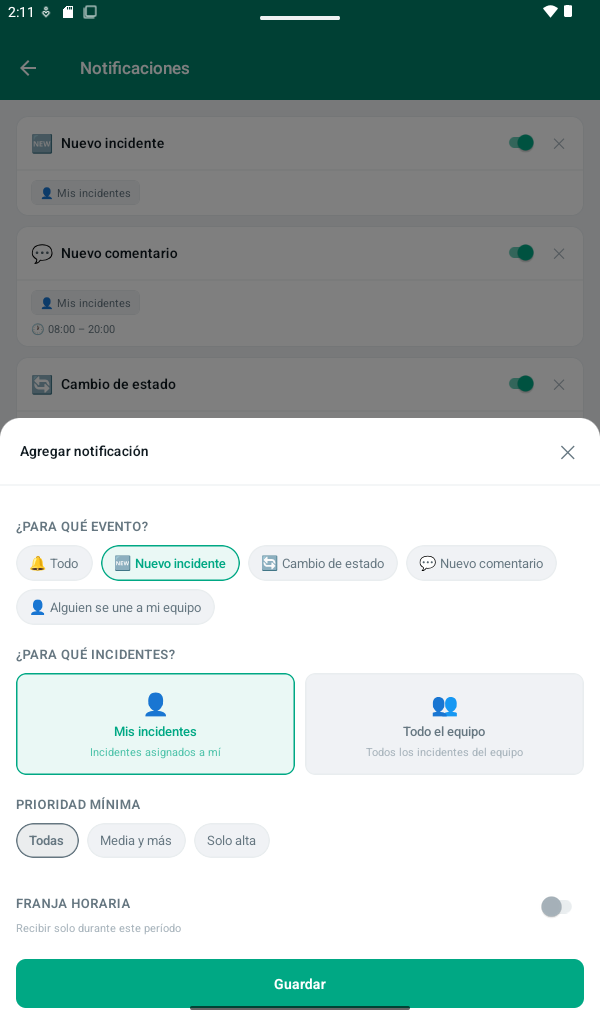 Personalización de una notificación