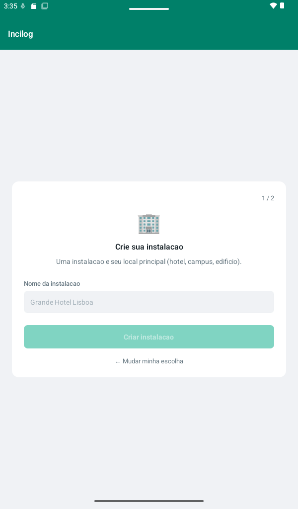 Criação da instalação