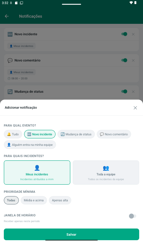 Personalização de uma notificação